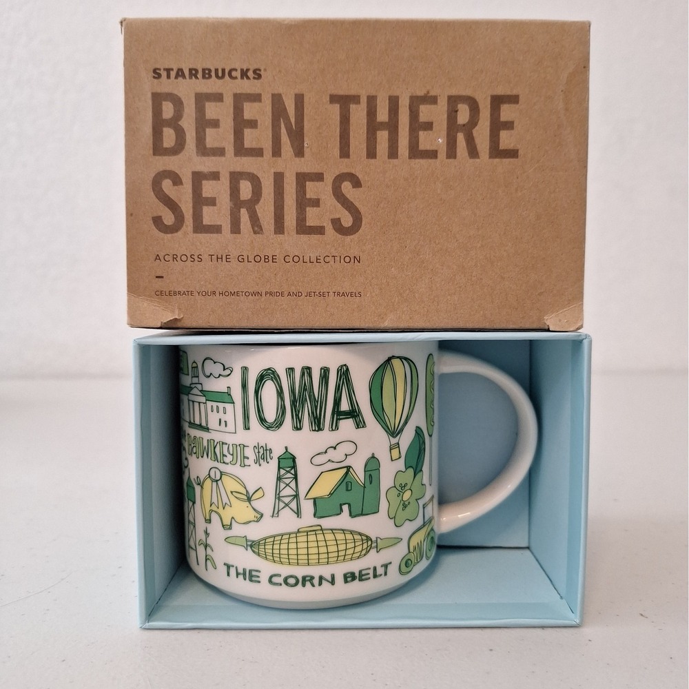 Starbucks Iowa Green/Yellow Ceramic Mug 14oz- Been There Series 2018 NIB
